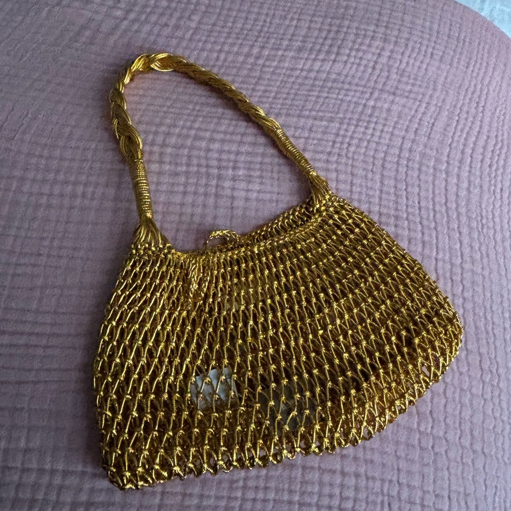 J Crew Small Cadiz handknotted shoulder bag in metallic gold - Picture 2 of 4